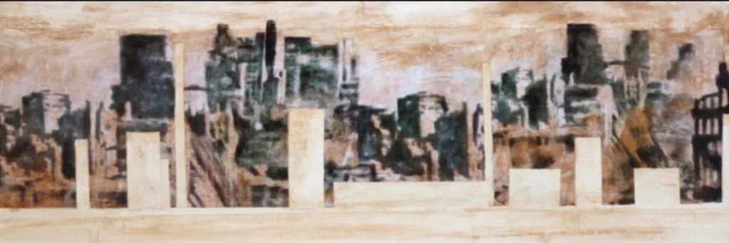 Ville 210 - Jean-Luc Veret, Artiste plasticien -Acrylique 90x30 cm