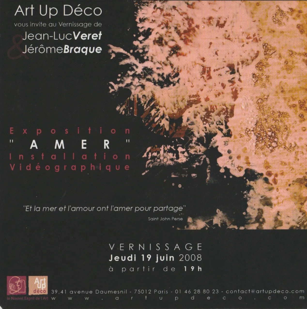 Carton invitation Galerie en ligne Art Up Déco Paris 2008