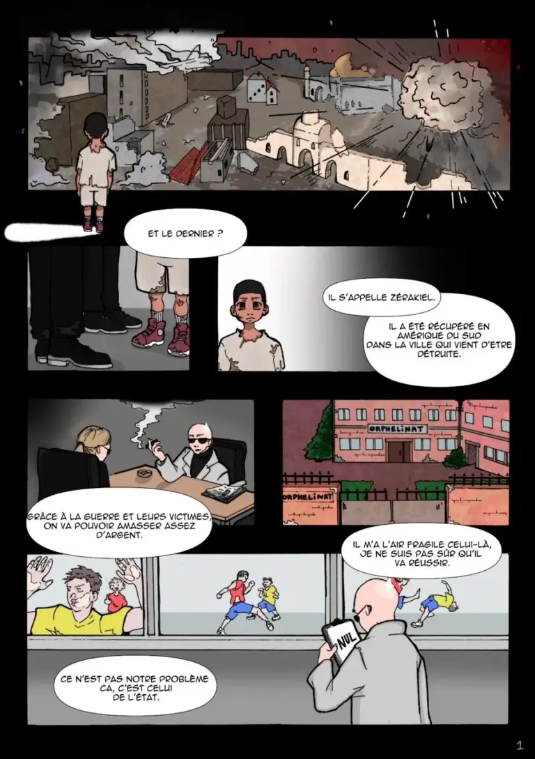 Planche de BD, des étudiants de Jean Luc Veret, artiste plasticien