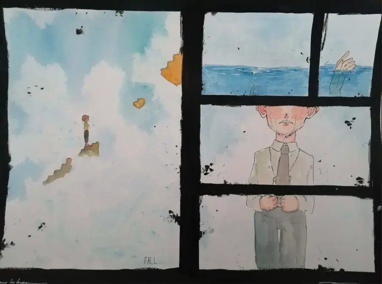 Planche de BD, devoir intensif des étudiants de Jean Luc Veret, artiste plasticien