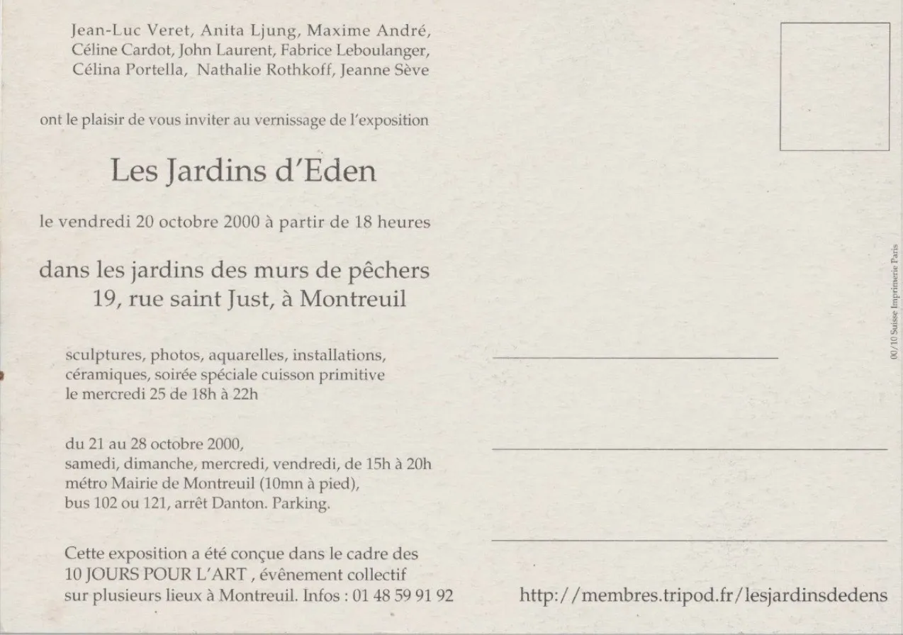 Les Jardins d’Eden — Montreuil, 2000 - Exposition collective